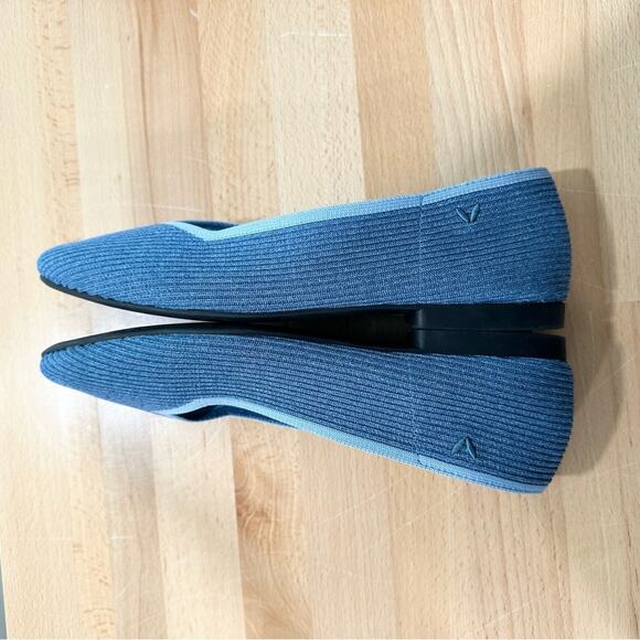 Vivaia Square Toe V Cut Flats Denim Knit Blue size 42 10.5 - Picture 5 of 6